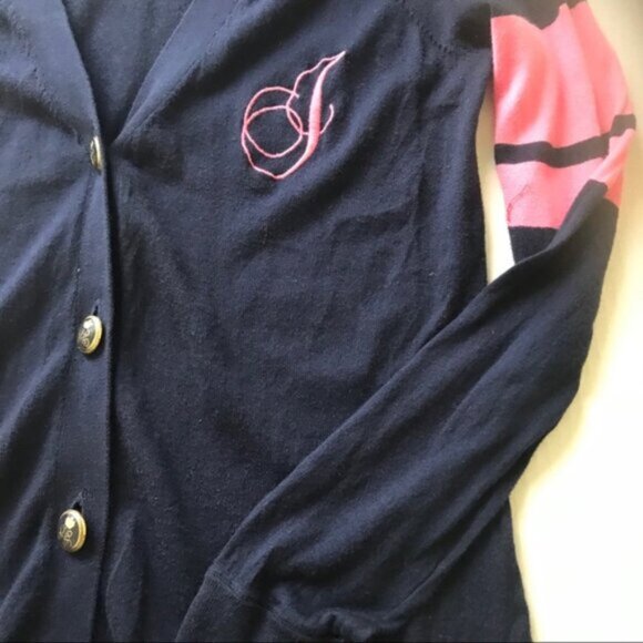 JUICY COUTURE Y2K Cotton Cardigan Knit Sweater Top Tunic Logo Preppy Varsity - Picture 7 of 13